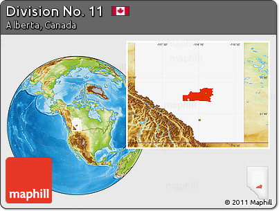 Physical Location Map of Division No. 11, highlighted parent region