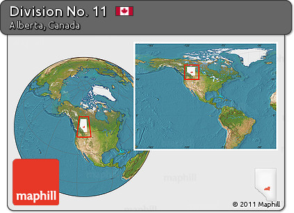 Satellite Location Map of Division No. 11, highlighted parent region, within the entire country