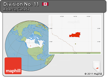 Savanna Style Location Map of Division No. 11, highlighted country