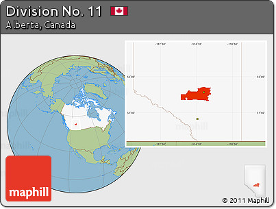 Savanna Style Location Map of Division No. 11, highlighted country
