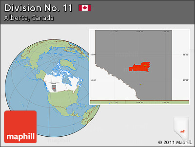 Savanna Style Location Map of Division No. 11, highlighted country, highlighted parent region