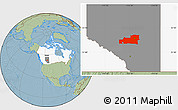 Savanna Style Location Map of Division No. 11, highlighted country, highlighted parent region, hill shading