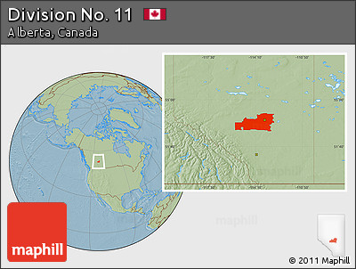 Savanna Style Location Map of Division No. 11, hill shading
