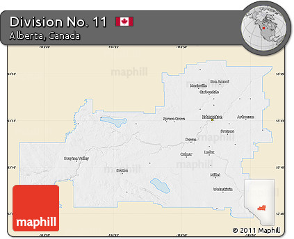 Classic Style Map of Division No. 11, single color outside