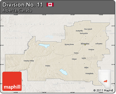 Shaded Relief Map of Division No. 11, lighten