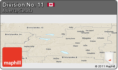 Shaded Relief Panoramic Map of Division No. 11