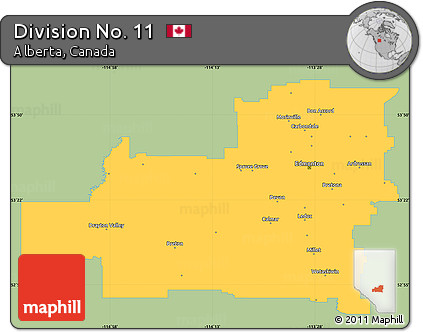 Savanna Style Simple Map of Division No. 11, single color outside
