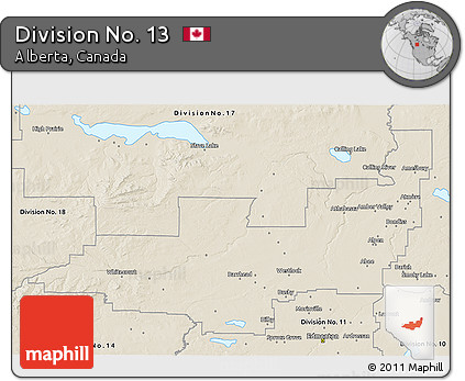 Shaded Relief 3D Map of Division No. 13