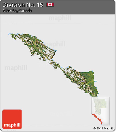 Satellite 3D Map of Division No. 15, single color outside