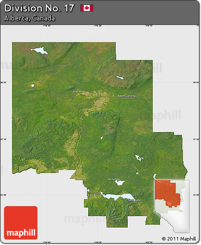 Satellite Map of Division No. 17, single color outside
