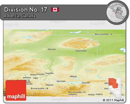 Physical Panoramic Map of Division No. 17