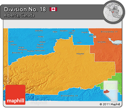 Political 3D Map of Division No. 18