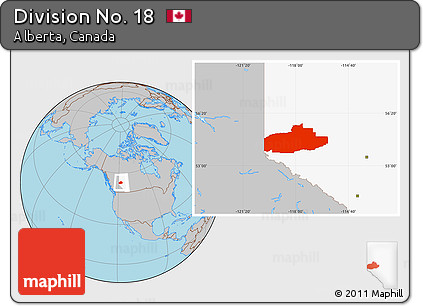 Gray Location Map of Division No. 18, highlighted parent region