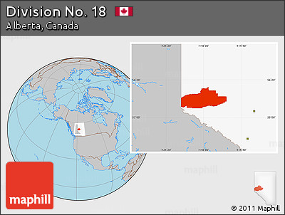 Gray Location Map of Division No. 18, highlighted parent region