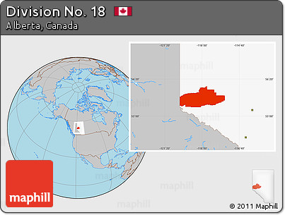 Gray Location Map of Division No. 18, highlighted parent region