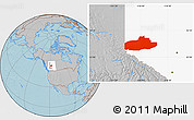 Gray Location Map of Division No. 18, highlighted parent region, hill shading