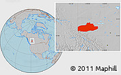Gray Location Map of Division No. 18, hill shading