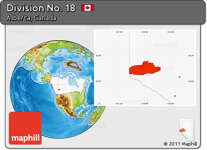 Physical Location Map of Division No. 18, highlighted country