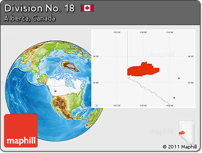 Physical Location Map of Division No. 18, highlighted country