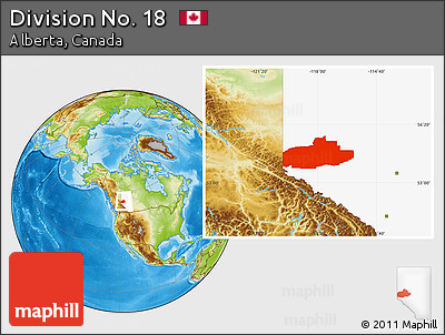 Physical Location Map of Division No. 18, highlighted parent region