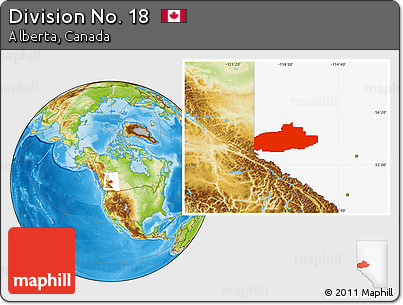 Physical Location Map of Division No. 18, highlighted parent region