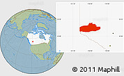 Savanna Style Location Map of Division No. 18, highlighted country, hill shading