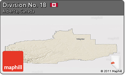 Shaded Relief Panoramic Map of Division No. 18, cropped outside
