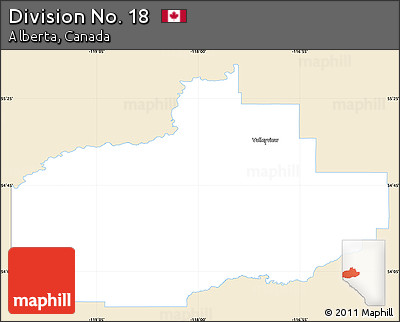 Classic Style Simple Map of Division No. 18, single color outside