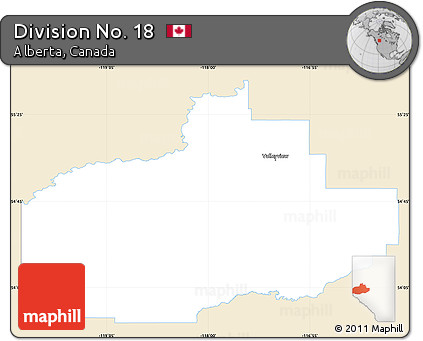 Classic Style Simple Map of Division No. 18, single color outside