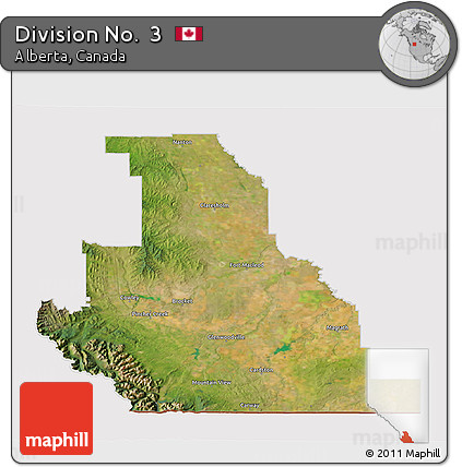 Satellite 3D Map of Division No.  3, cropped outside
