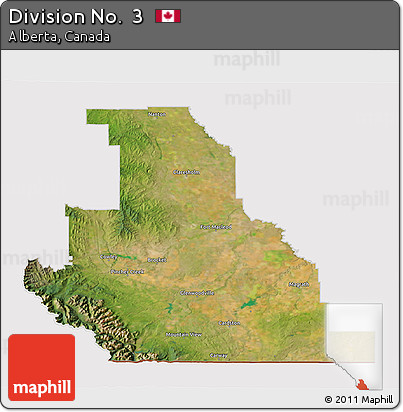 Satellite 3D Map of Division No.  3, cropped outside