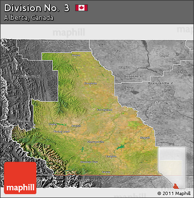 Satellite 3D Map of Division No.  3, desaturated
