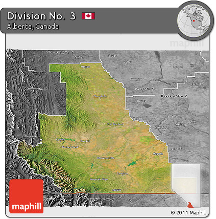 Satellite 3D Map of Division No.  3, desaturated