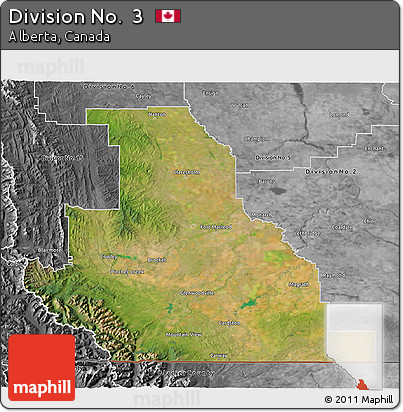 Satellite 3D Map of Division No.  3, desaturated