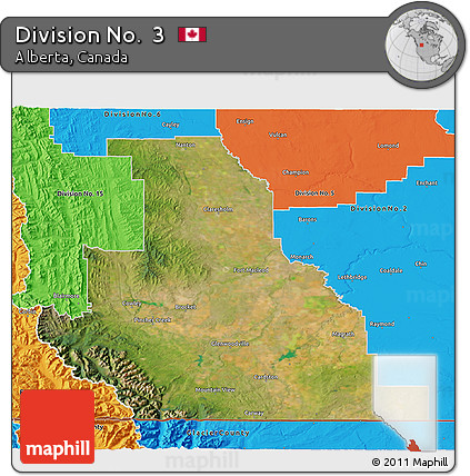 Satellite 3D Map of Division No.  3, political outside