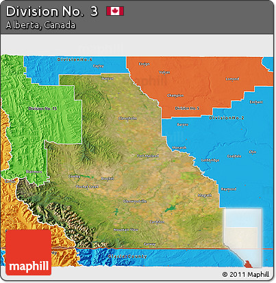 Satellite 3D Map of Division No.  3, political outside
