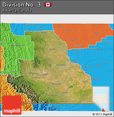 Satellite 3D Map of Division No.  3, political outside