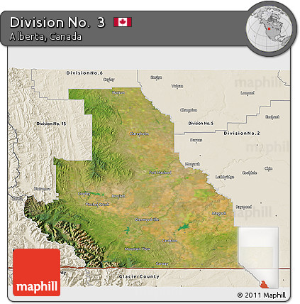 Satellite 3D Map of Division No.  3, shaded relief outside