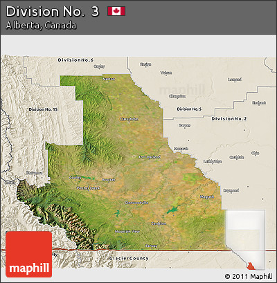 Satellite 3D Map of Division No.  3, shaded relief outside