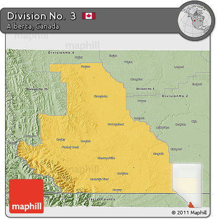 Savanna Style 3D Map of Division No.  3