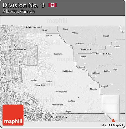 Silver Style 3D Map of Division No.  3