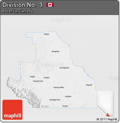 Silver Style 3D Map of Division No.  3, single color outside