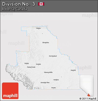 Silver Style 3D Map of Division No.  3, single color outside