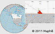 Gray Location Map of Division No.  3, highlighted country, hill shading