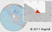 Gray Location Map of Division No.  3, highlighted parent region, hill shading