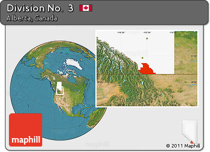 Satellite Location Map of Division No.  3, highlighted parent region