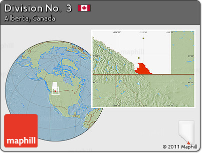 Savanna Style Location Map of Division No.  3, highlighted parent region, hill shading