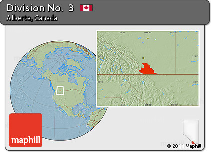 Savanna Style Location Map of Division No.  3, hill shading