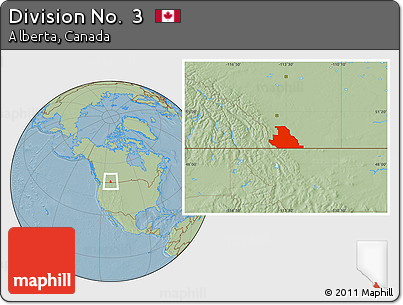 Savanna Style Location Map of Division No.  3, hill shading
