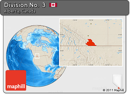 Shaded Relief Location Map of Division No.  3